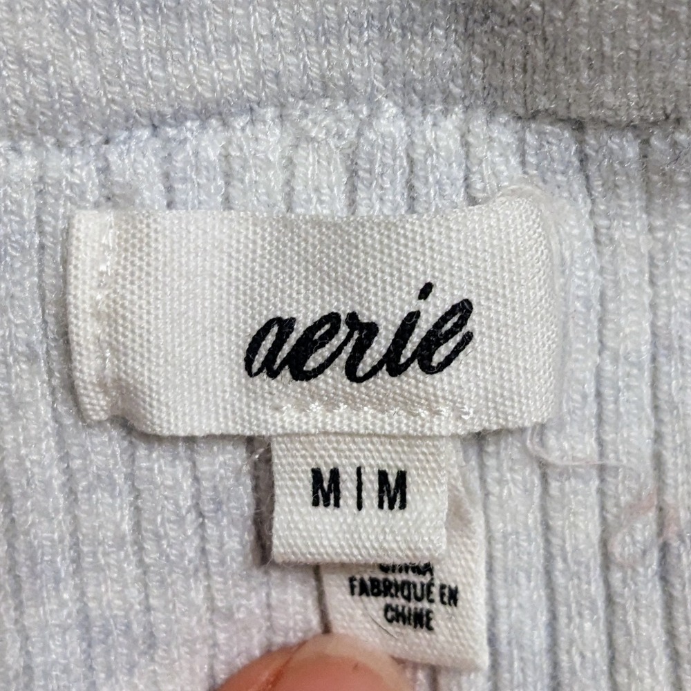Aerie Take Charge Wool Blend Ribbed Sweater Knit Skirt Light Gray M NWOT - Picture 3 of 8